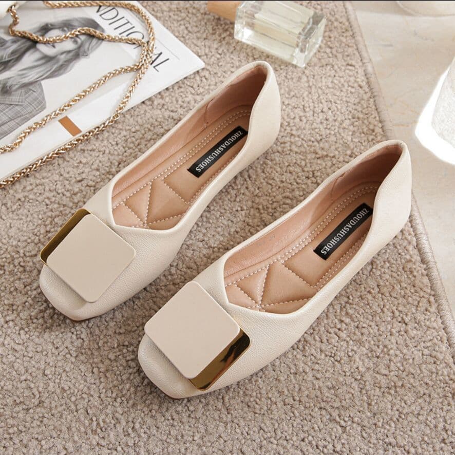 Flat Single For Women 2024 New Versatile Shallow Slip-On French Retro Grandma Gentle Style Evening Women's Shoes