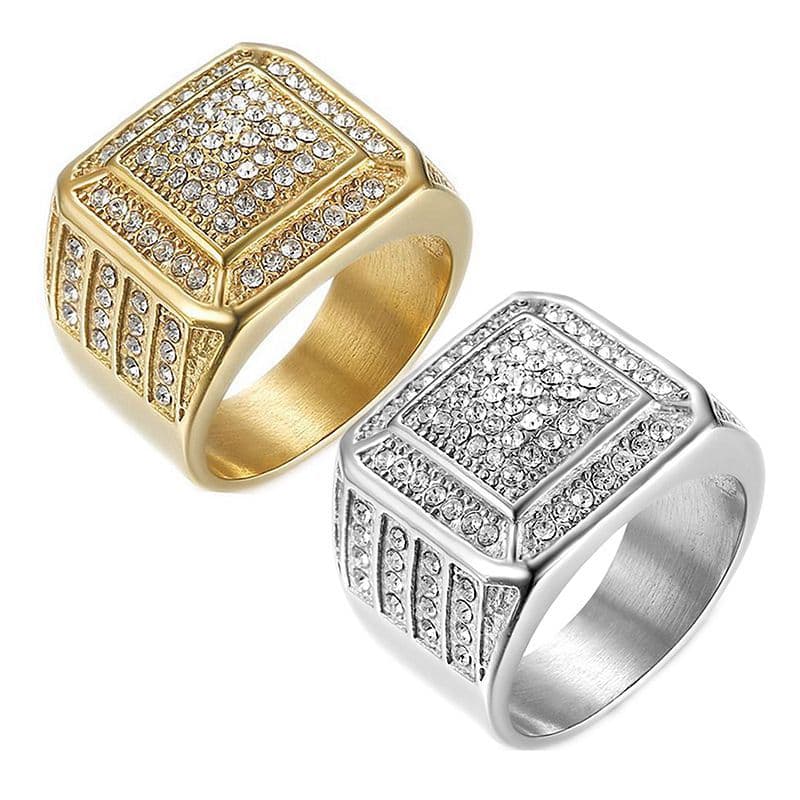 European And American Cross-Border New Hip-Hop Nightclub Titanium Steel Vacuum Gold Plated Luxury Full Diamond HIPHOP