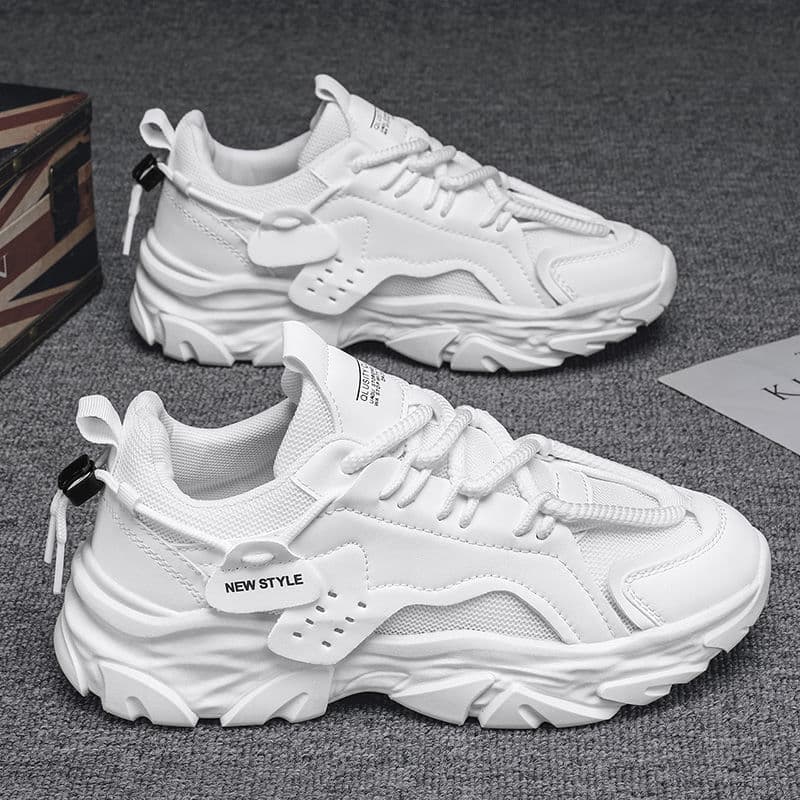 Men's Shoes Summer Breathable New Casual Black Sports Shoes Mesh Thick Sole Heightening Daddy Work Safety Shoes