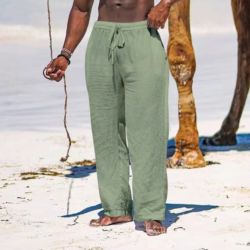 Man's clothing Linen loose men's simple fashion solid color leisure cotton hemp pants