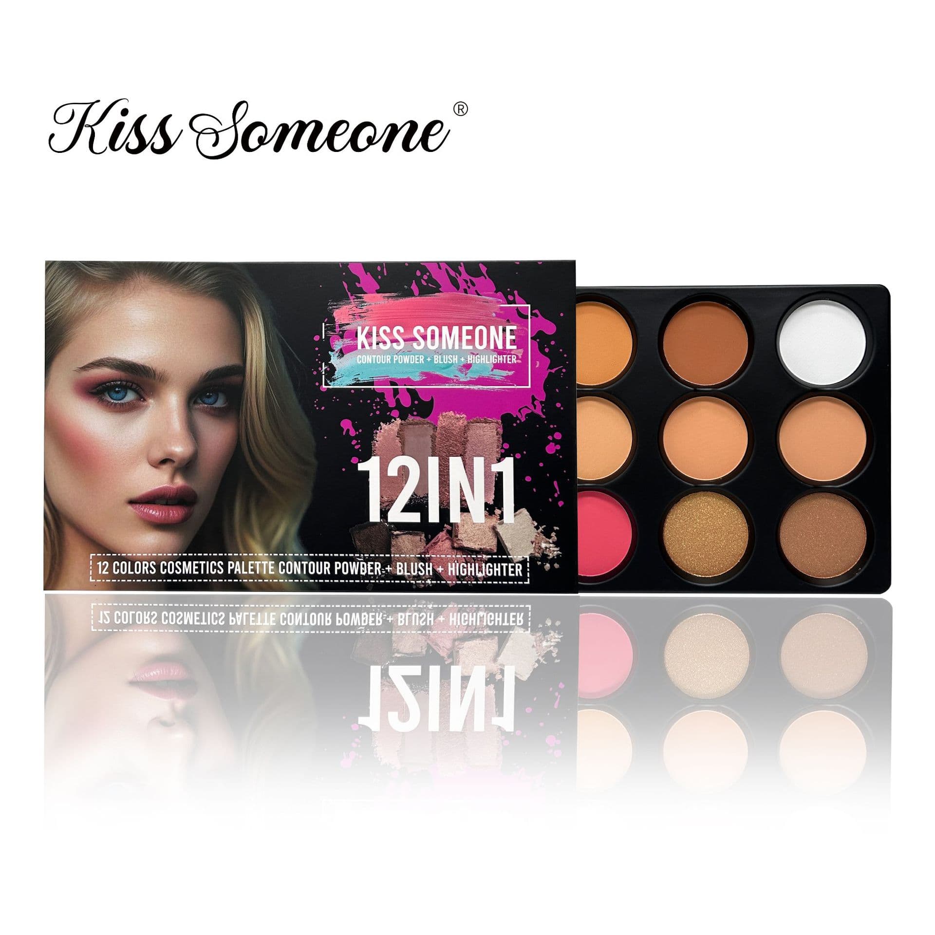 Specially Designed For Cross-Border Export Beauty Cosmetics 12-Color Contouring Face Makeup Covering Highlight Powder