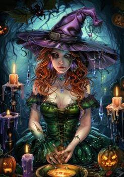 PhotoCustom 5d Diamond Painting Kits Little Witch HalloweenDiamond Embroidery Mosaic Crafts Decor