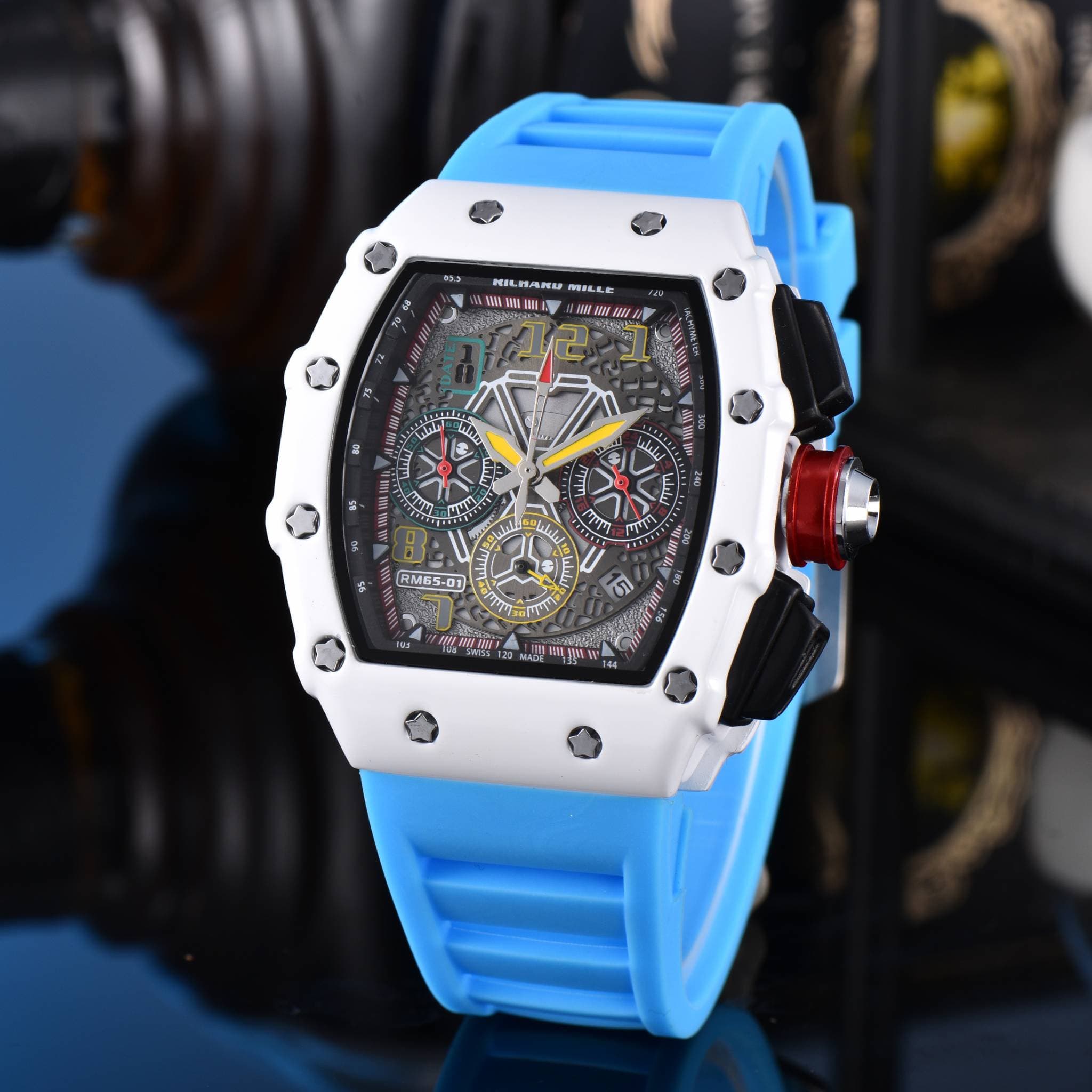 Montre homme de luxe à quartz avec calendrier, design creux AAA, 6 broches, multifonctionnelle, idéale pour les affaires. Cadeau d'anniversaire.