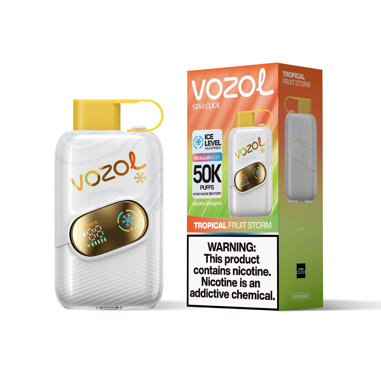 Entrepôt UE 1 PCS Vozol Star Click 50000 Bouffées 50k Vape Jetable avec Écran Bildschirm Vape Boisson Énergisante Longue Durée