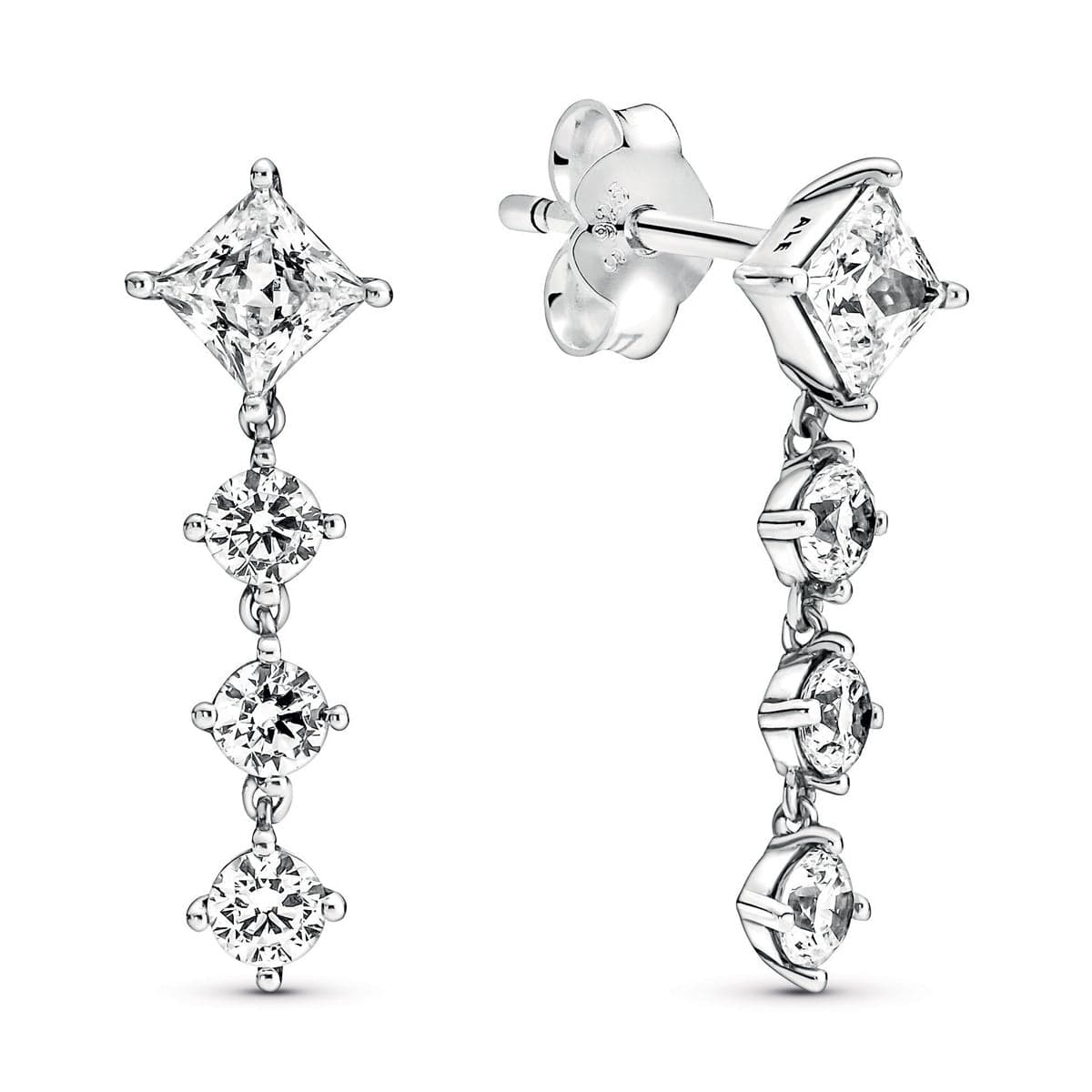 Sparkling Round & Square Drop Earrings