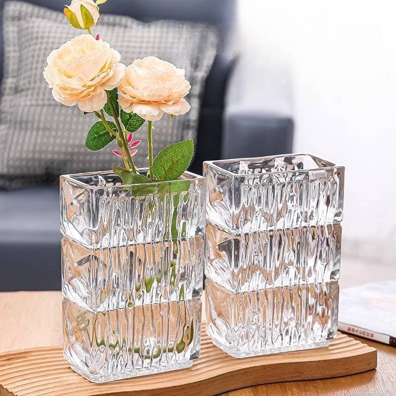 Home Decor Light Luxury Crystal Glass Vase High Grade Transparent Simple Living Room Flower Arrangement Restaurant Hotel Desktop Decoration Ornaments