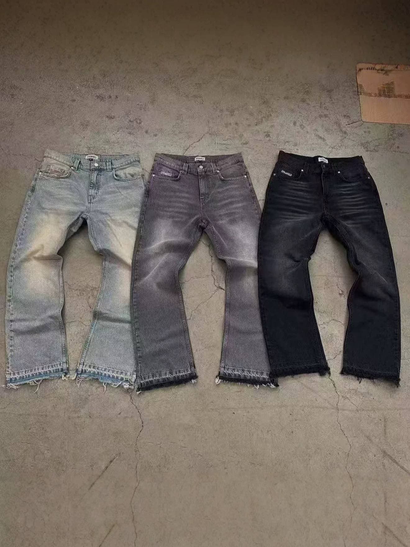Distressed Embroidered Slim Fit Men's Jeans - Vintage Washed Denim Pants With Handmade Rips Tching, Straight Leg Comfort Stretch For Casual Wear
