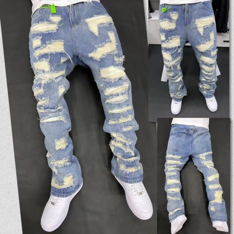 Men's Clothing High Street Style Design, Retro Heavy Duty Distressed Ripped Jeans, EAN Jeans With Distressed.