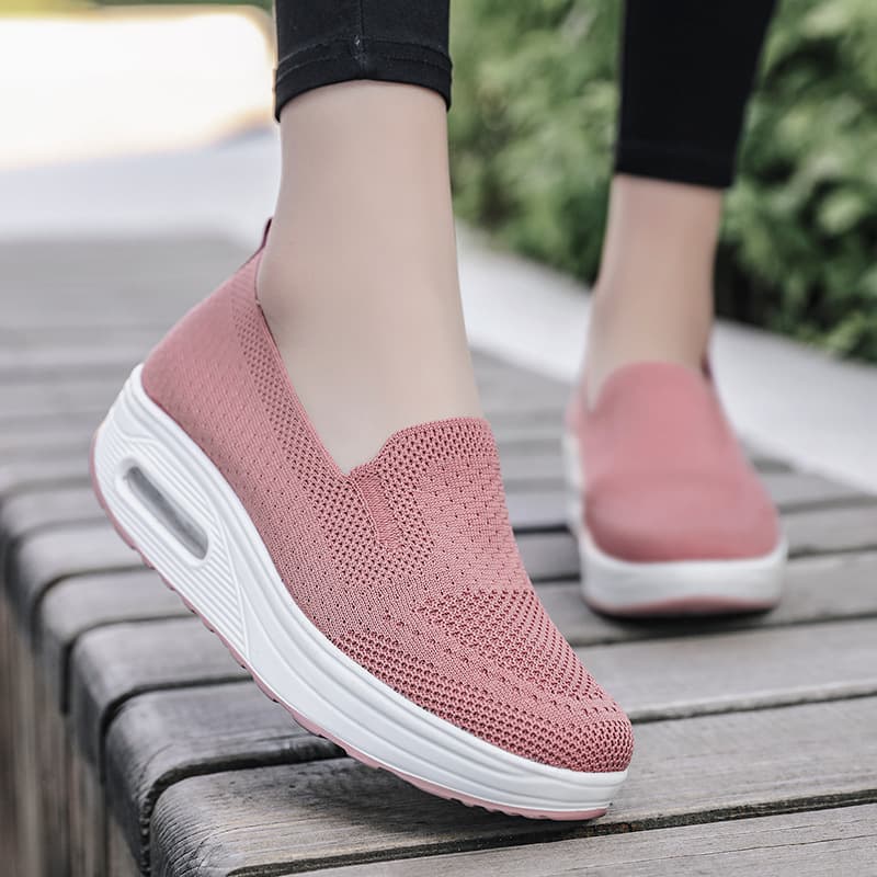 Women's Shoes Spot pedal thick bottom heightening air cushion sports rocking shoes new flying woven mesh breathable casual women's shoes