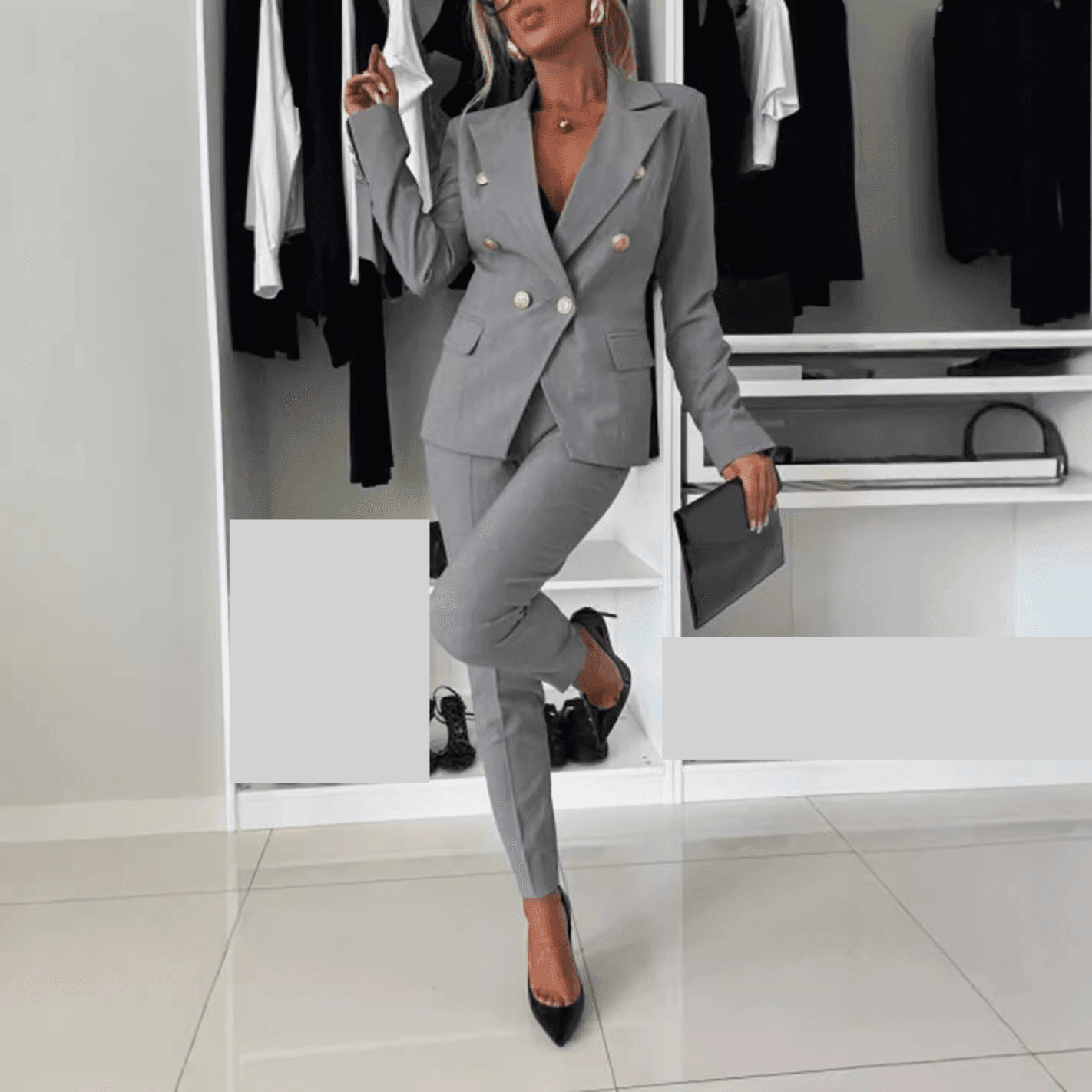 Women's Clothing Women's Elegant and Capable Professional Double breasted Suit Trousers Set