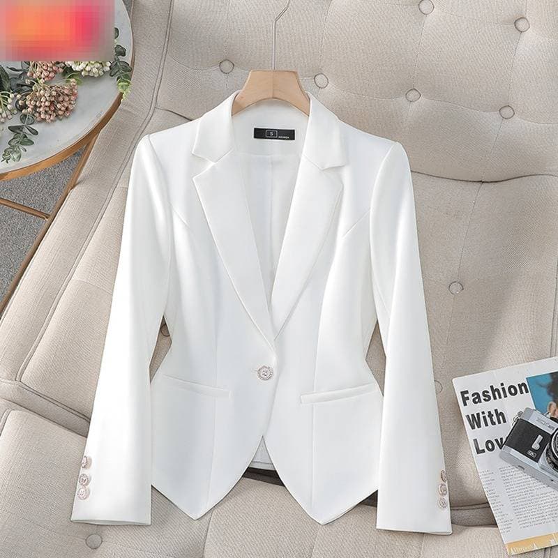 Women's Clothing Slim Fit Blazer – Stylish Short Jacket For Office & Casual Wear (White/Black/Red)​​