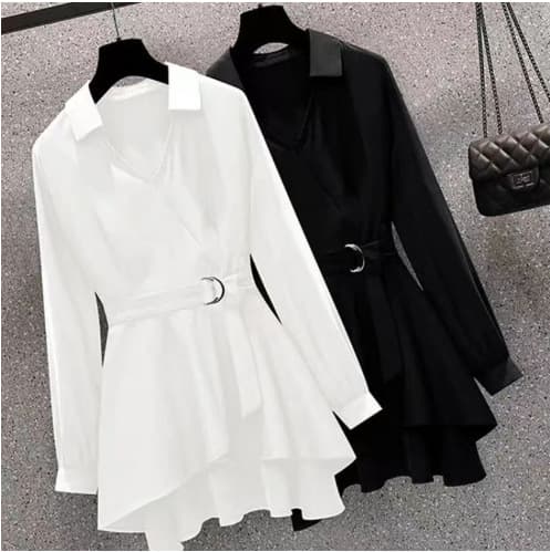 Women's Clothing Large Size Women's Clothing Stylish Waist Slim Shirt Fat Mm Summer Long Sleeved Shirt
