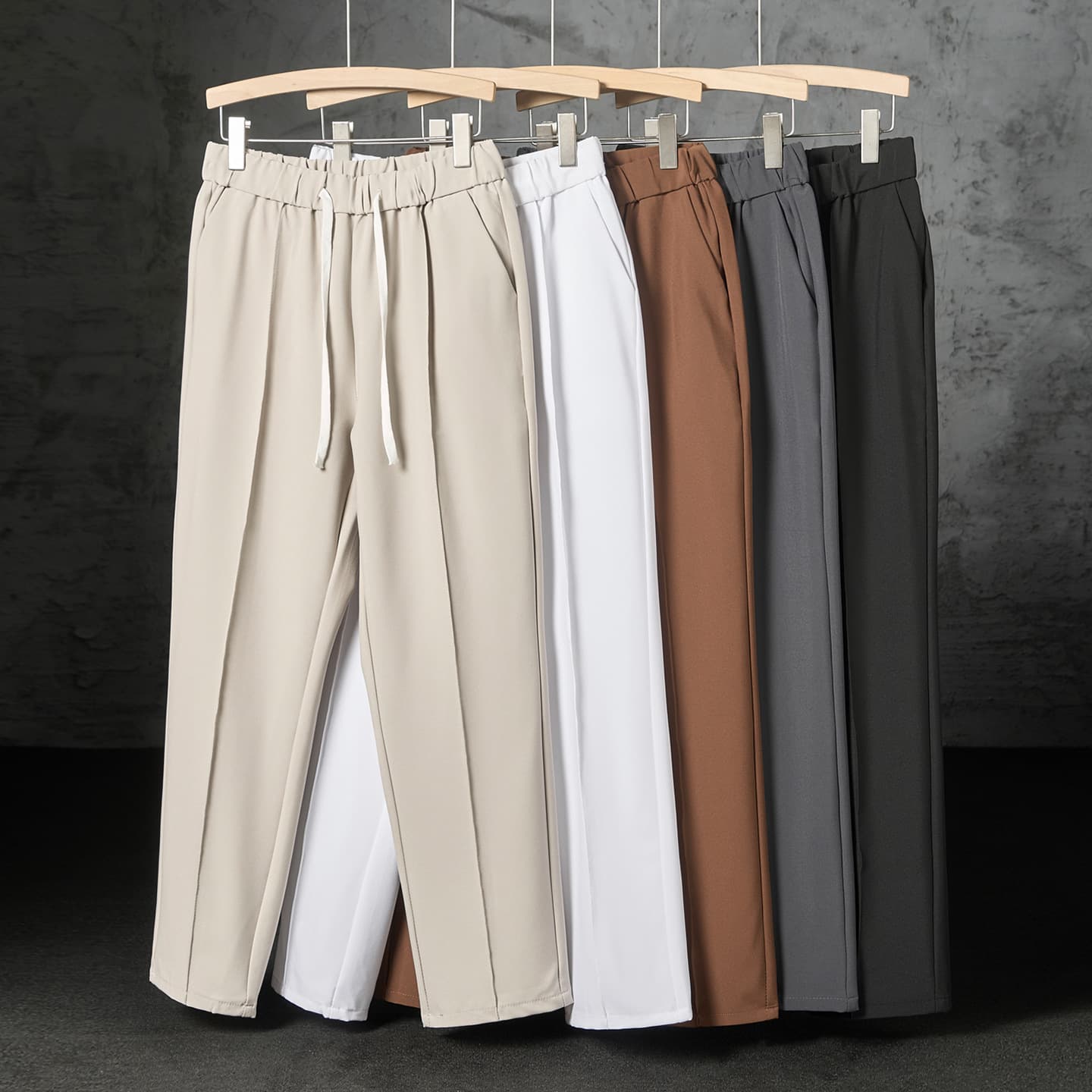 Men's Slim-Fit Chino Pants – Stretch Waist & Straight Leg Dress Pants For Work & Casual (S-3XL, Black/Khaki/White/Charcoal/Coffee)
