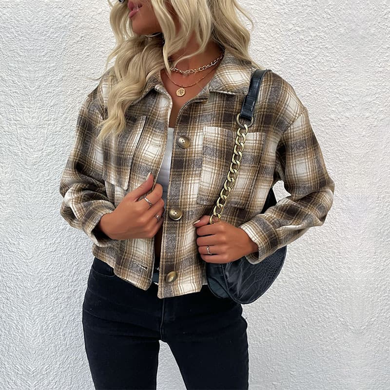 Women's coat plaid blouse woman