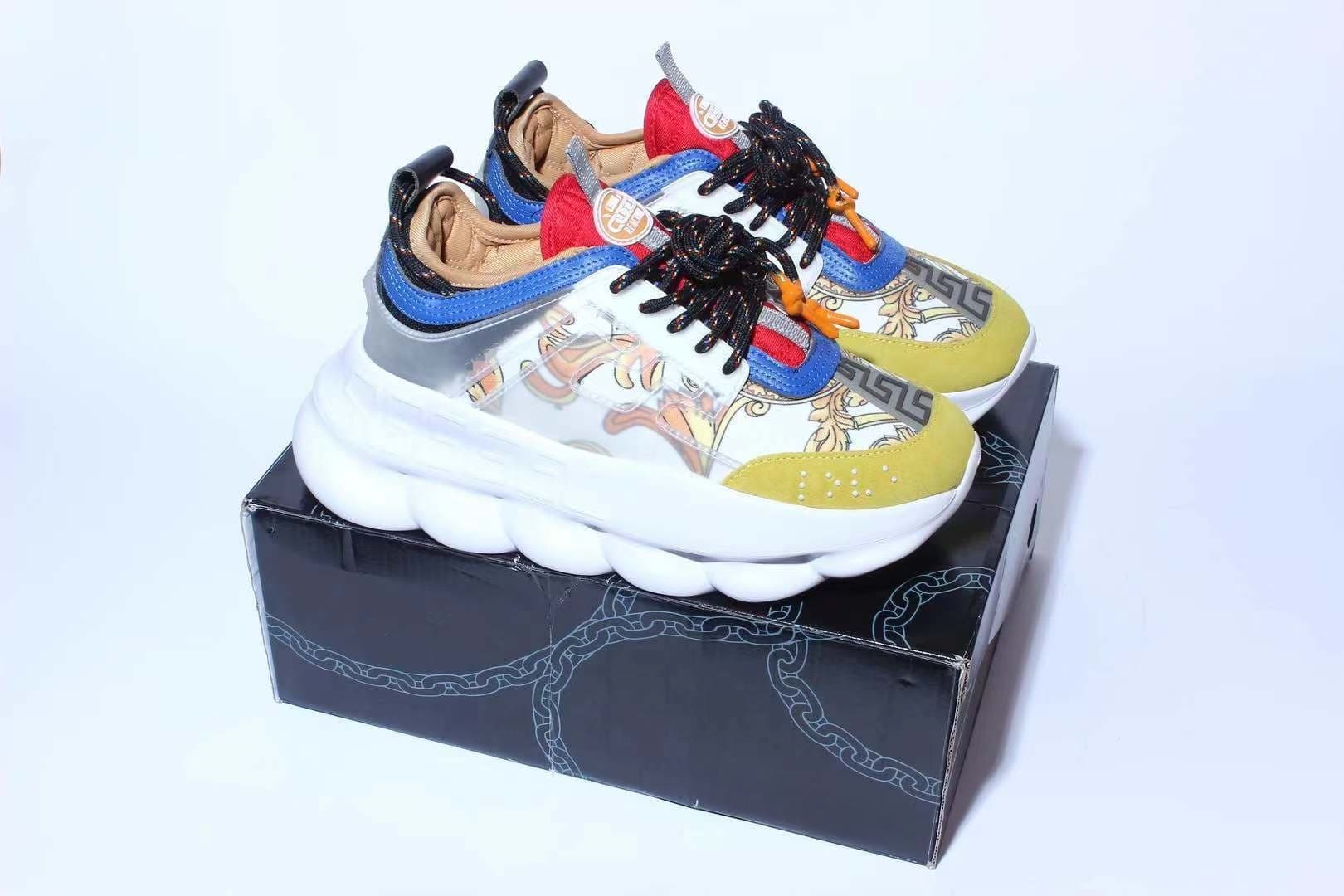 Chaussures de sport décontractées tendance Chain Reaction à tige basse, style rétro, polyvalentes, pour couples, semelle épaisse rehaussante et