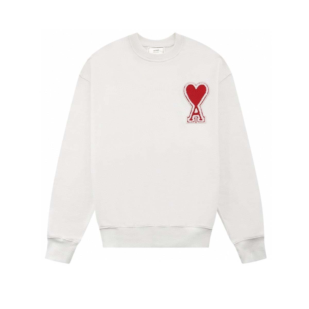 Sweat-shirt à col rond brodé AMI Heart A pour femme, manches longues, style décontracté