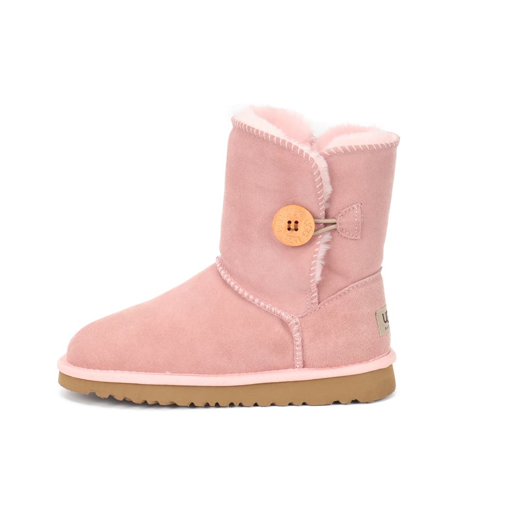 Bottes de neige pour femmes avec boucles en bois, en cuir véritable, polyvalentes, chaussures d'écolière, bottes épaisses doublées de fourrure.