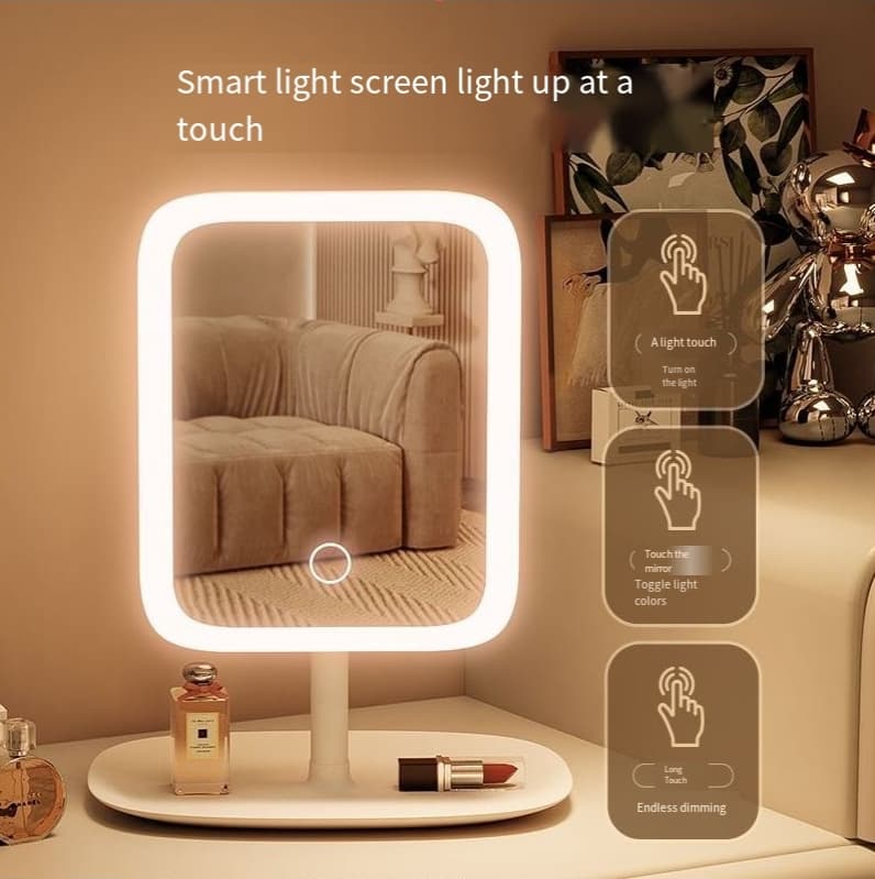 LED Makeup Mirror With Light Desktop Net Celebrity Female Fill Light Small Mirror Ins Style Dormitory Desktop Portable Small Dressing Mirror