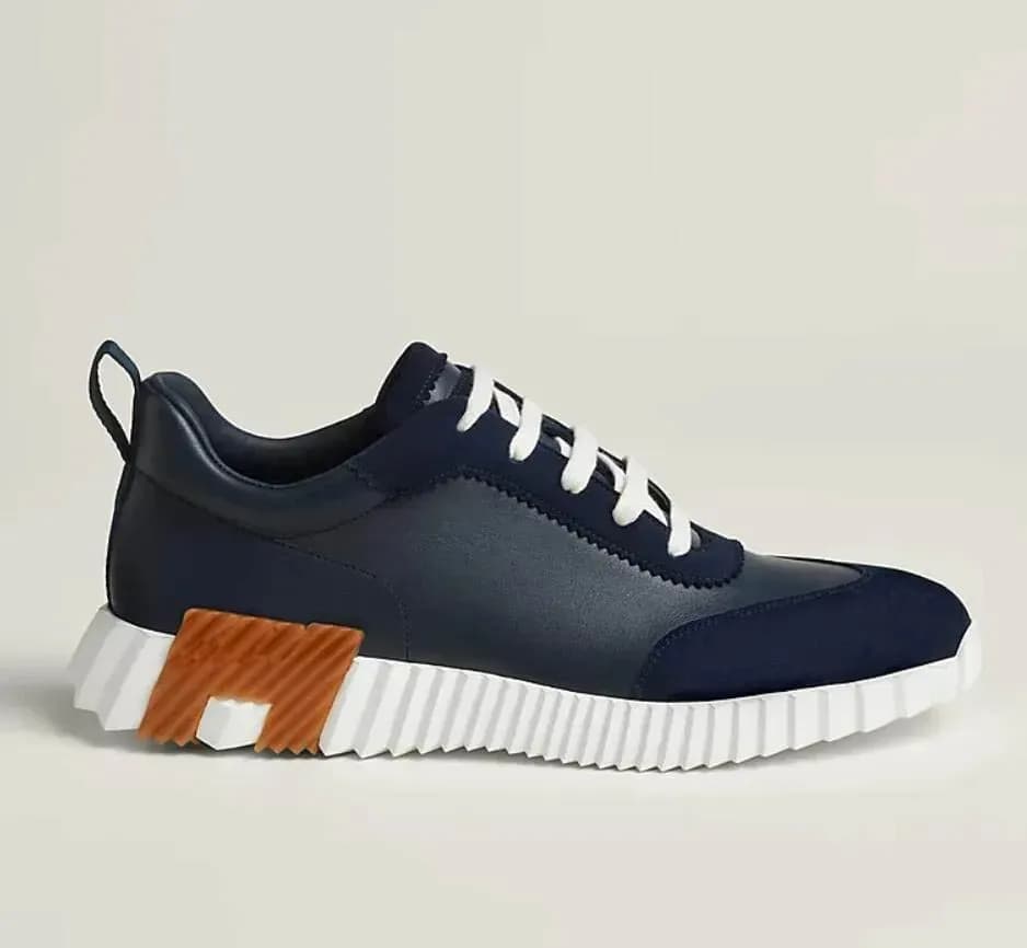 Baskets montantes de marque H pour homme, style décontracté, en cuir et mesh, à lacets, style running.