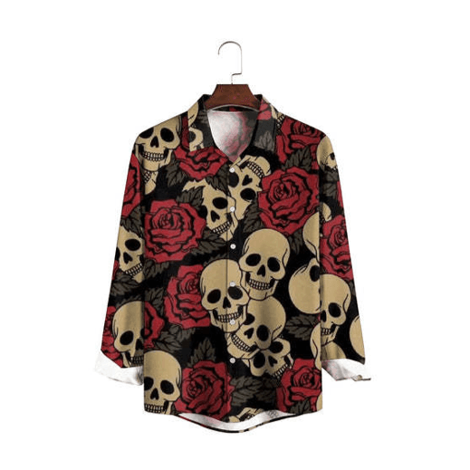 Men's Shirt Fashion Digital Print Long Sleeve Lapel Cardigan Top