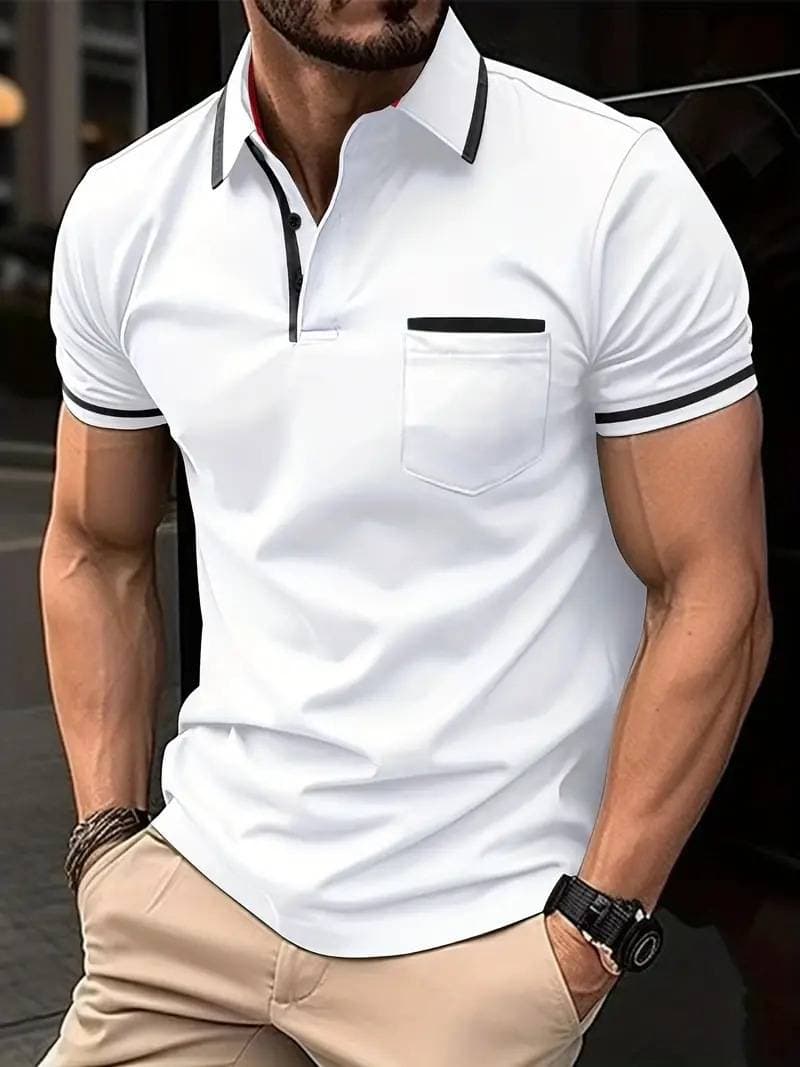 New 2025 Summer Men's Polo Shirt Button Pocket Sports Polo Tennis Top Slim Fit Style Quick Selling Product From Mainland China