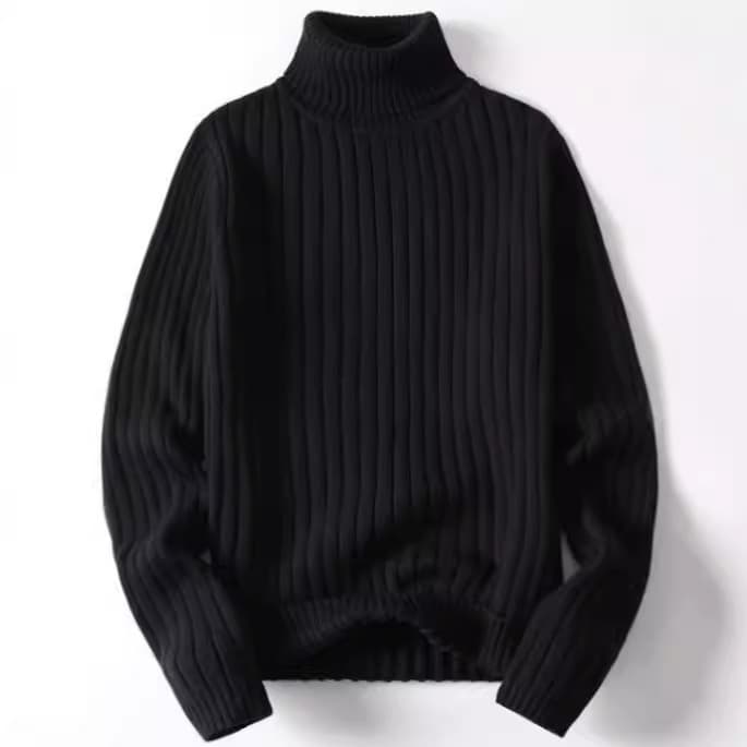 Men's Clothing Autumn And Winter Turtleneck Sweater Trendy Slim Fit Thickened Large Bottom Line Sweater Youth Long Sleeve Solid Color Sweater