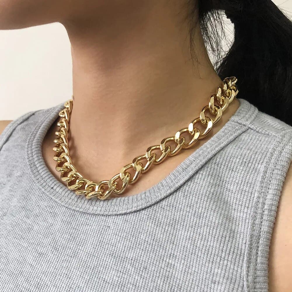 2025 Women Fashion 2024 Fashion Large for Women, Plated with Gold Silver, Huge Thick Necklace and Lock Necklace, Party Gift Jewelry