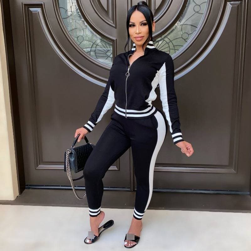 European And American Women's Jacket Suit Sportswear Two Piece Running Suit Coat Autumn And Winter