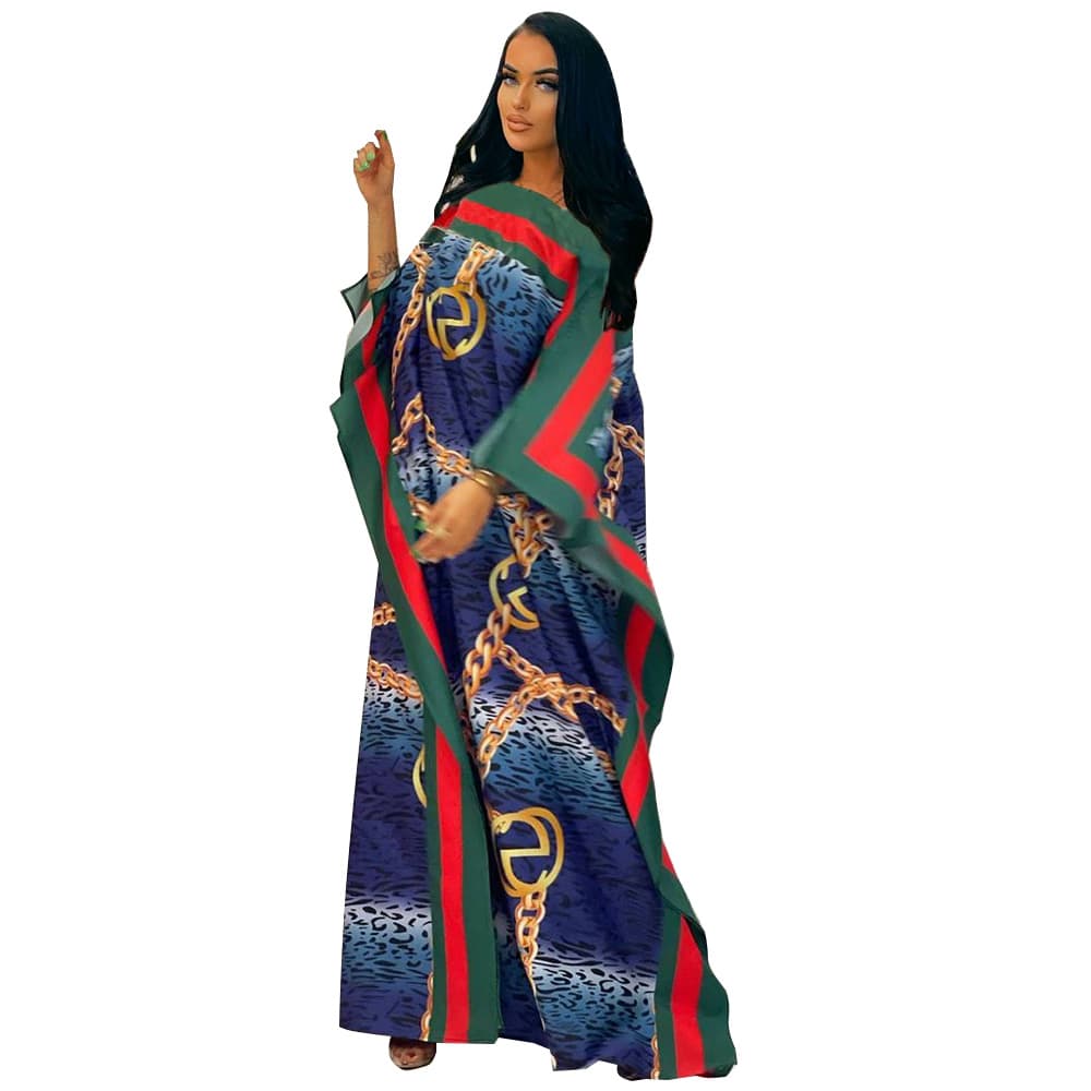 Robe ample imprimée à col rond pour femme
