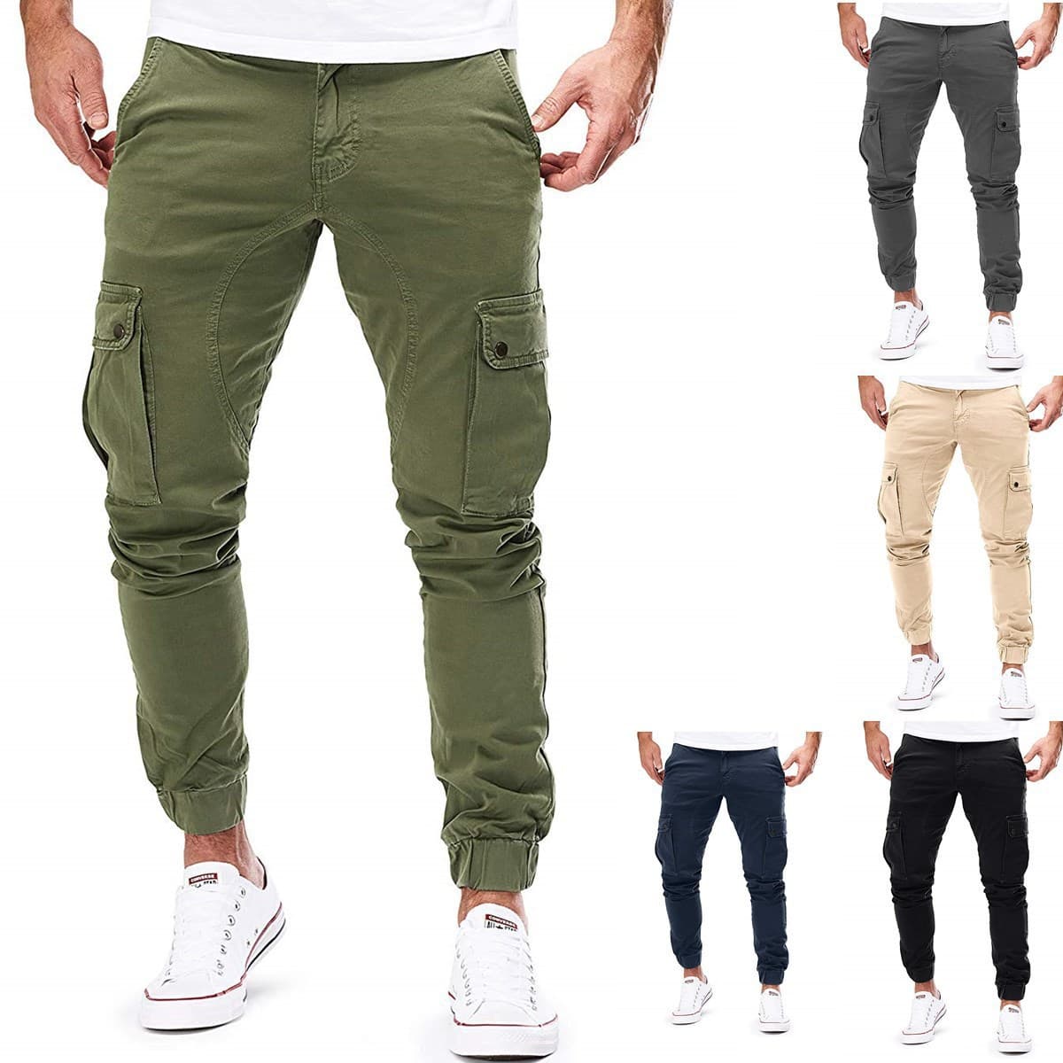Autumn New Men's Casual Cargo Pants Men's Multi-pockets Sports Trousers Overalls