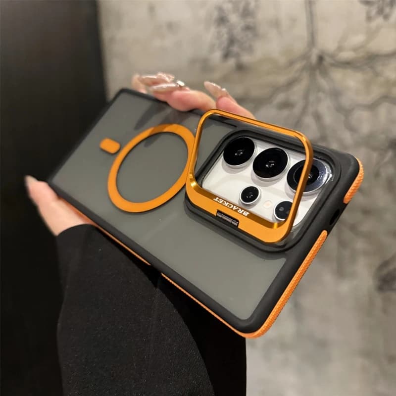 For Magsafe Magnetic Metal Lens Protection Stand Case For Galaxy Samsung S25 S24 S23 S22 Ultra Plus FE Shockproof Cover Bumper