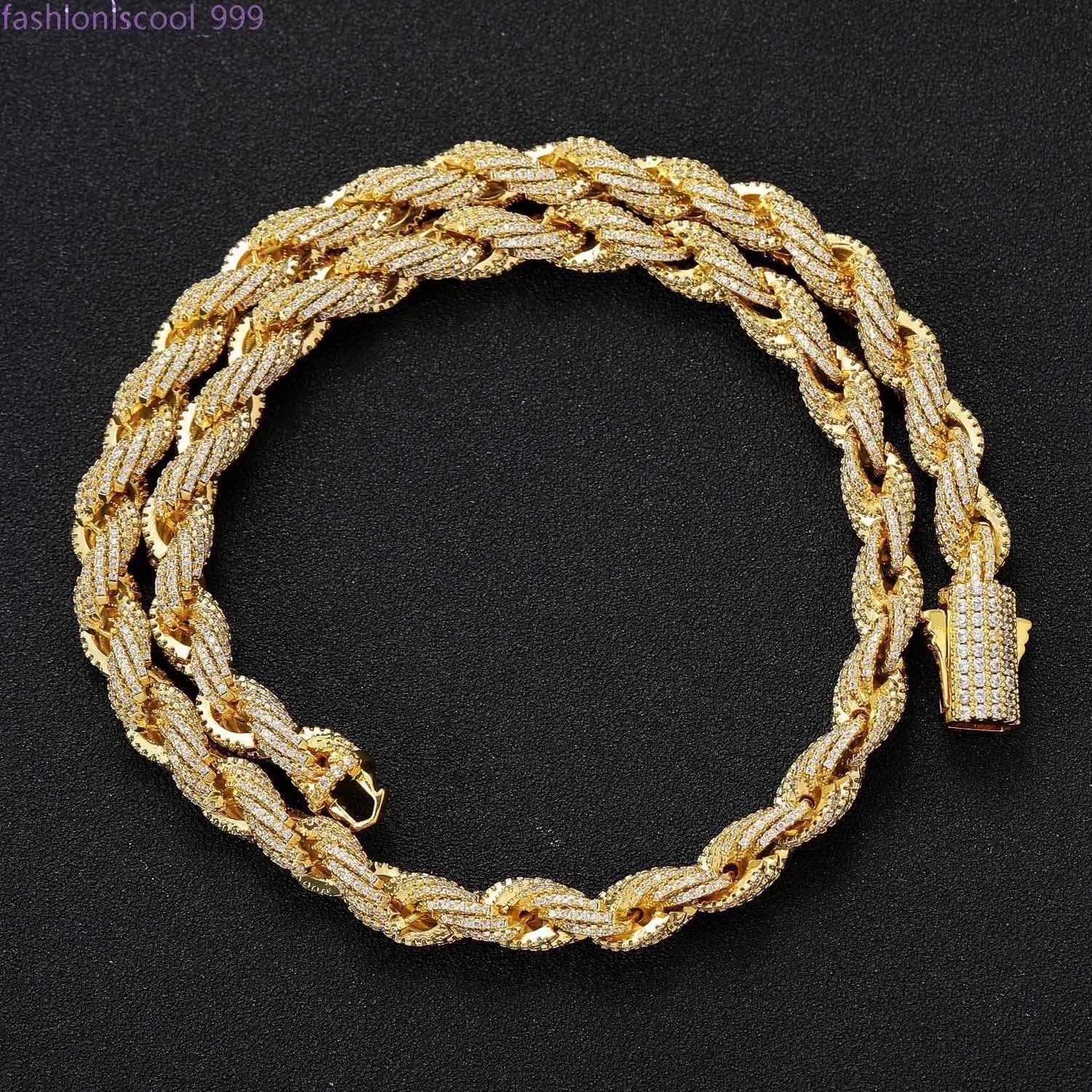 Passed GRA test Diamond Moissanite Miami 8mm Twist Rope Chain Full Zircon Cuban Necklace Trendy Rap Hip Hop Bracelet