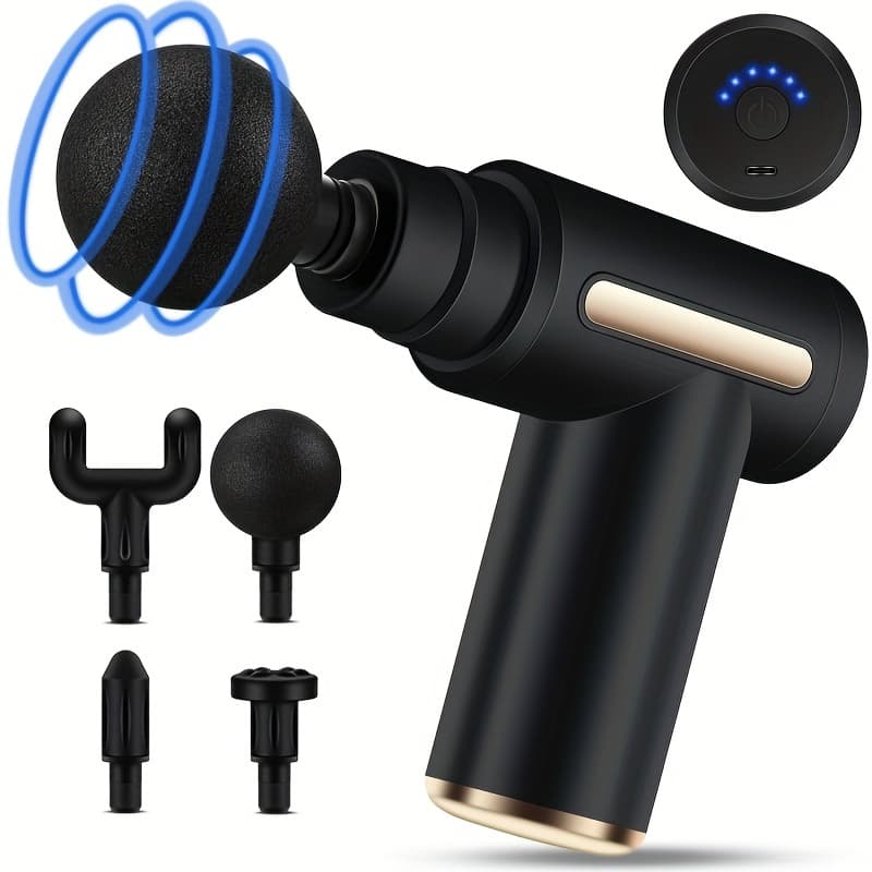 Mini Massage Gun, Deep Tissues Muscle Massager With 6 Speeds, Type-C Charging Portable Electric Handheld Body Massager For Back Neck Pain Relief