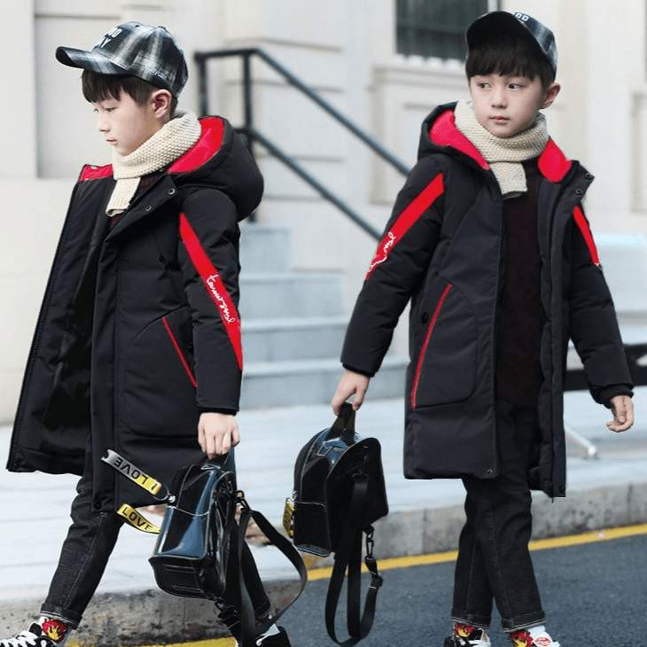 Kid's Clothing Boys winter cotton coat thick down cotton coat boys mid length autumn and winter coat cotton coat