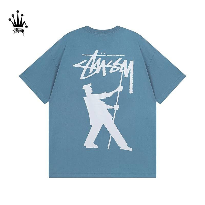 Stussy Cartoon Pattern Printed Pure Cotton Short Sleeved T-shirt