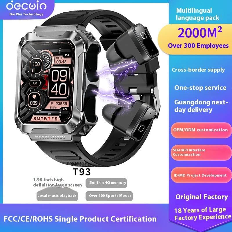 Smart Watch With Blood Pressure, Heart Rate & SpO2 Monitor, TWS Bluetooth Earphones, 2-in-1 Fitness Tracker For Android, IPX5 Waterproof