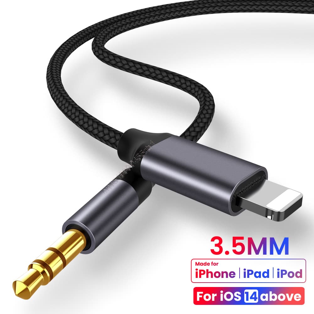3.5mm Jack Aux Cable Car Speaker Headphone Adapter for iPhone 14 13 12 11 Pro Audio Splitter Cable for iOS 14