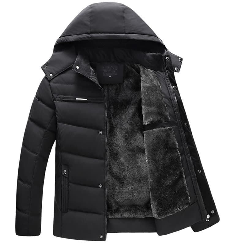 Men's clothing with heavy wool hooded cotton-padded jacket