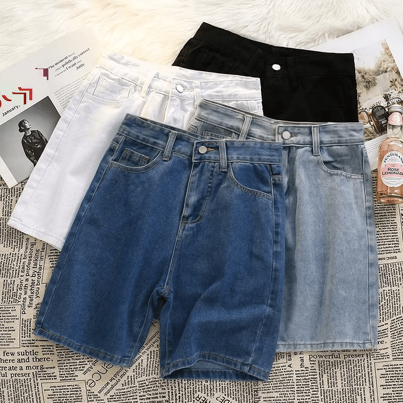 Men's Clothing Denim Loose Straight Simple Shorts Washed Retro Casual Shorts