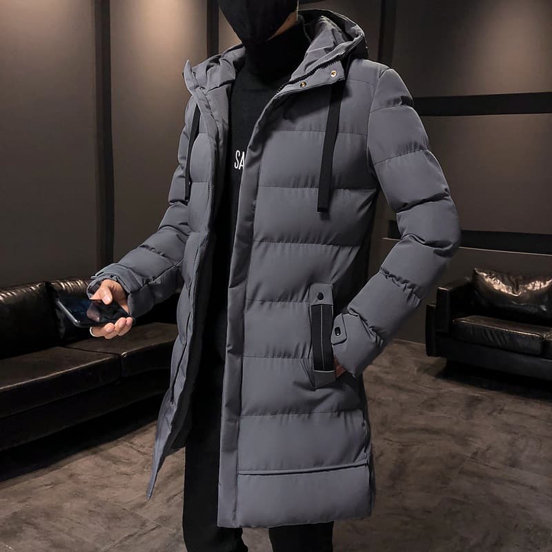 Cotton Winter Oversized Casual Thickened Warm Down Cotton Men's Medium Length Hooded Couple Jacket