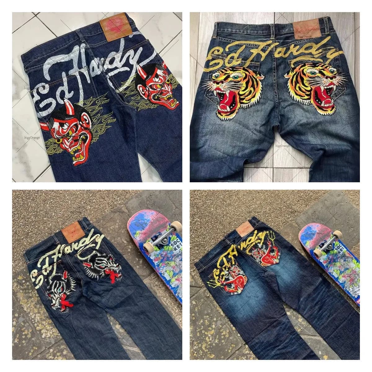 Men's Jeans American Y2K printed street jeans Haruku hip-hop men and women high waist straight retro loose wide-leg