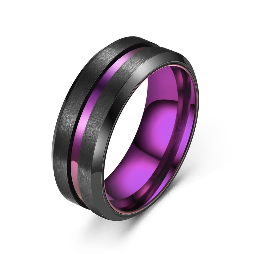Men's Jewelry Fashion New Colors Purple Black Bevel Two Color Ring