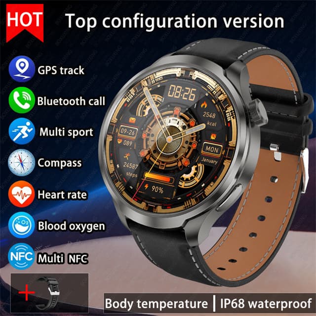 Montre connectée Huawei 1,85 pouce pour hommes, étanche, avec boussole, suivi GPS, NFC, Bluetooth, appels