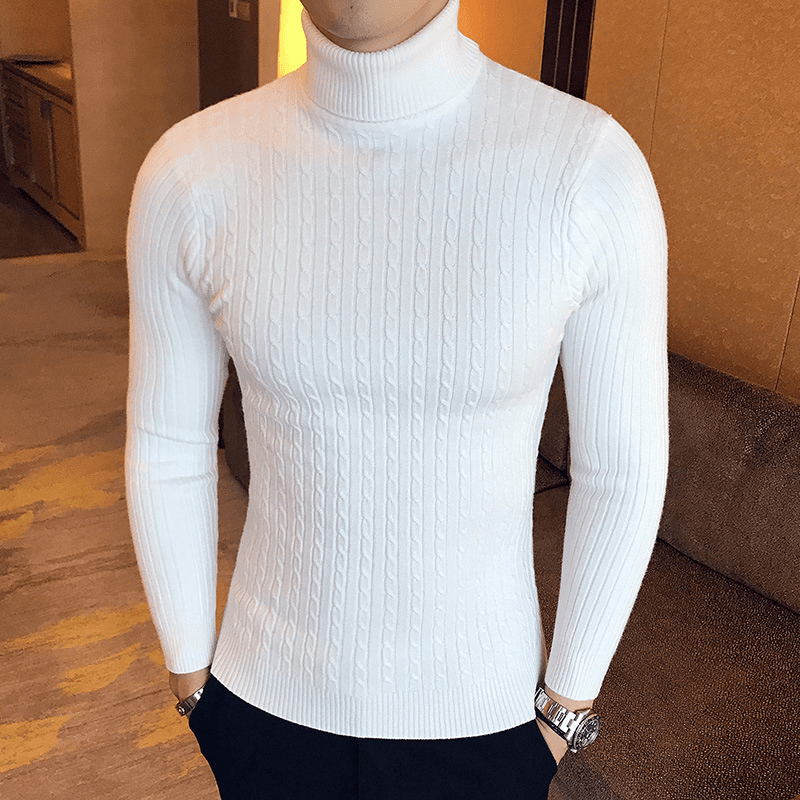 Men's Clothing [TwistKnit] Men's Turtleneck Sweater - 5-Color Solid Collection | Fashion Base Layer