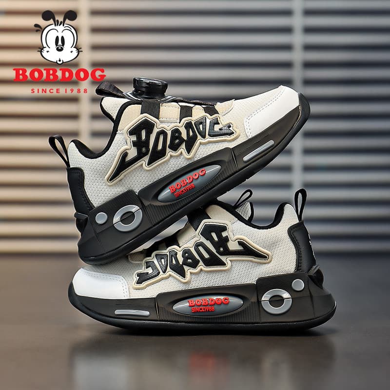 BOBDOG Children's Shoes Running Shoes Spring New Mesh Breathable Rotating Buttons Boys Sports Shoes Children's Casual Shoes.