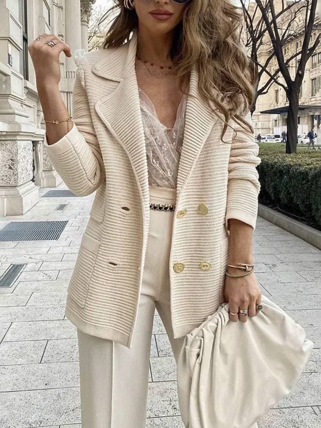 New Solid Color Pit Stripe Casual Suit Short Loose Jacket