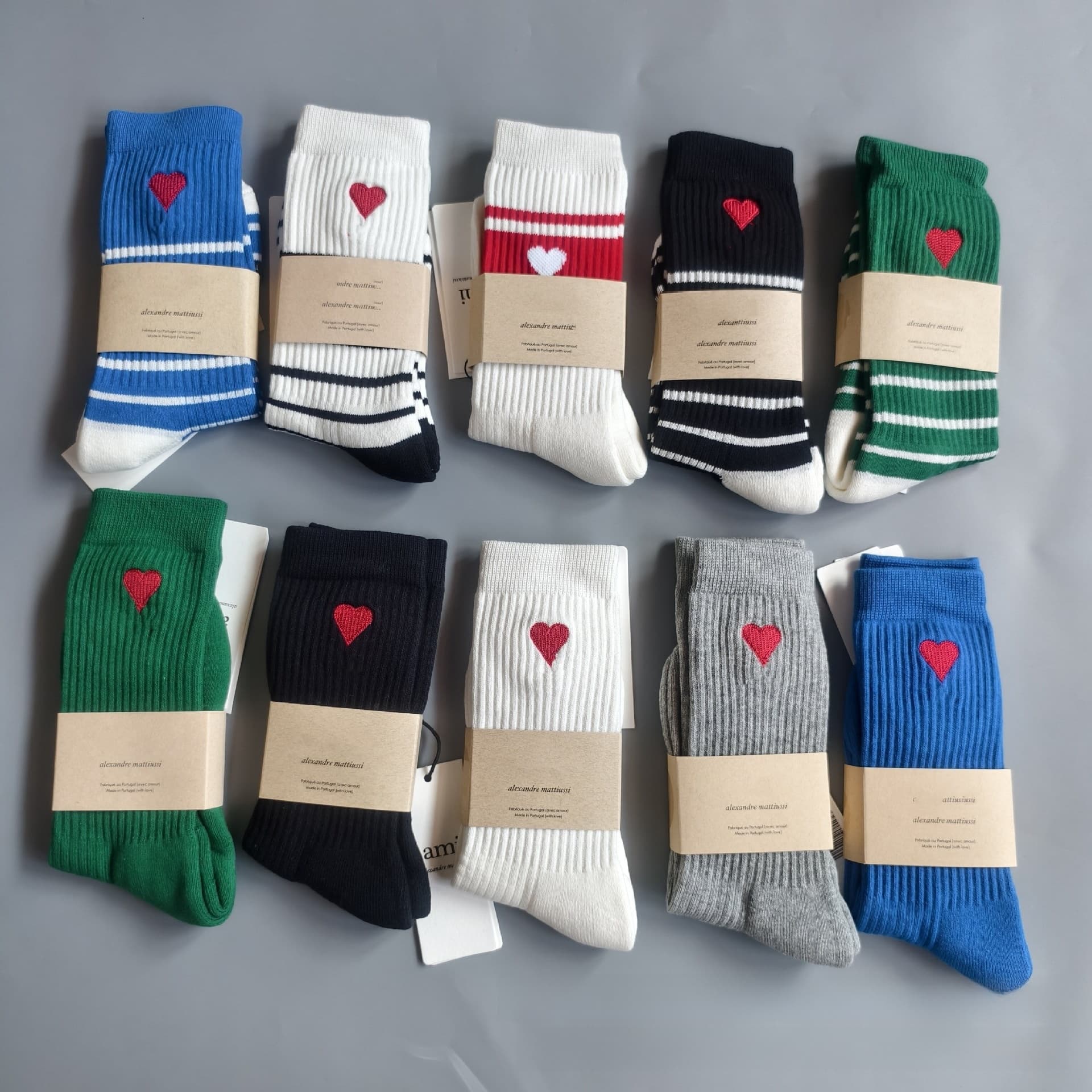 Love Embroidery Mid Tube Socks Women's Sports Socks Double Needle Letter Fashionable Casual Black And White Gray Trendy Socks