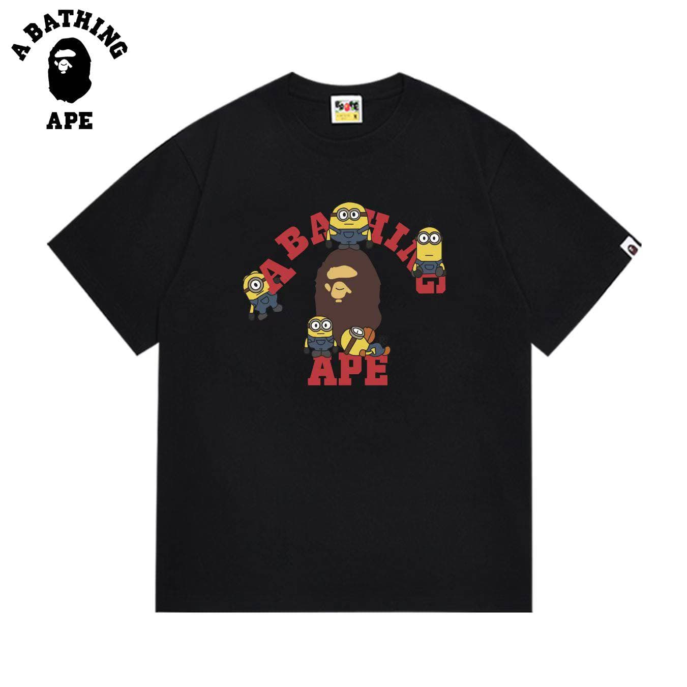 A BATHING APE BAPE-Xiaohuangren Co Branded Ape Printed Round Neck T-shirt Made Of Pure Cotton Fabric For Both Men And Women