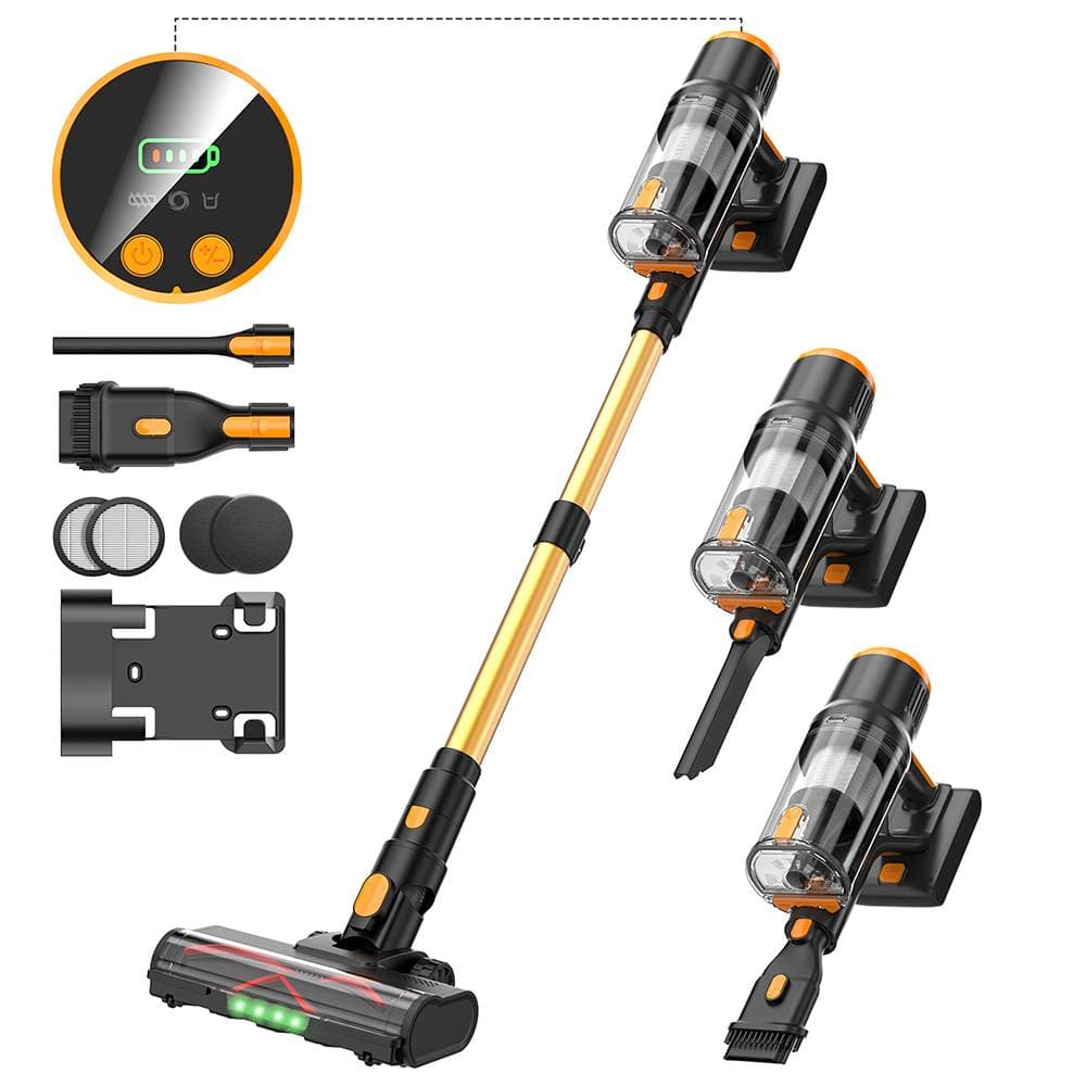 Aspirateur balai sans fil - 550 W, 45 kPa, autonomie de 55 min, chargement mural, autonome, pour la maison, les poils d'animaux, les tapis, les sols durs et le carrelage
