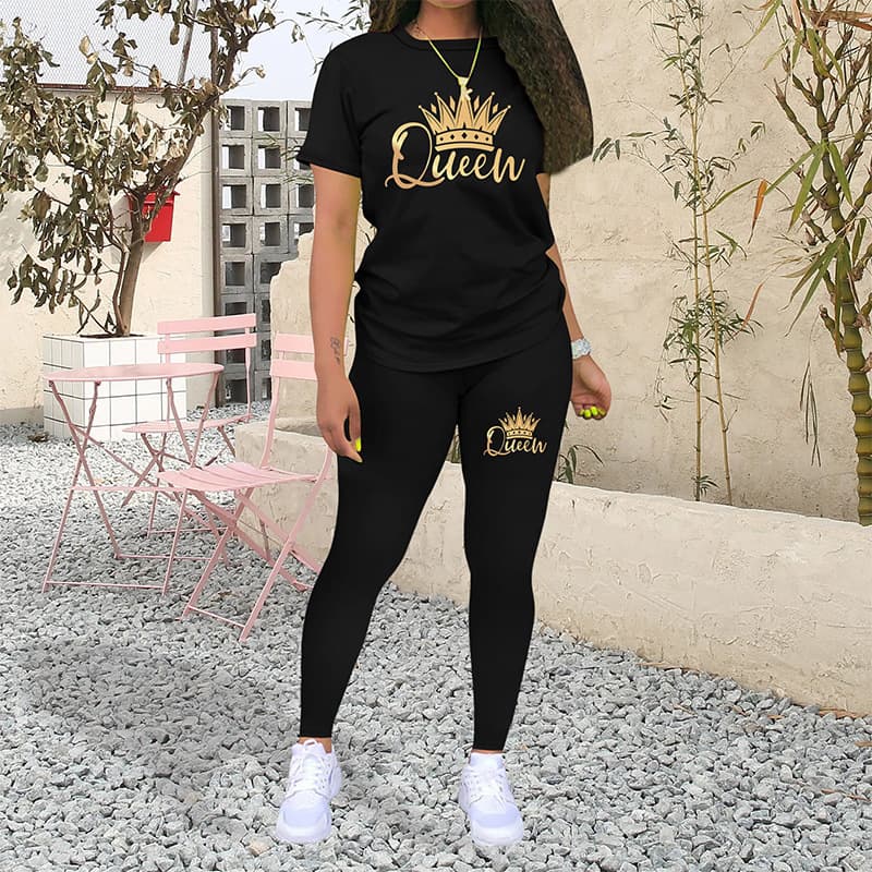women's clothing spring and summer new sports short-sleeved T-shirts leggings fashionable casual suits